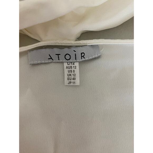 Atoir White Silk Ties & Lies V-neck Architectural Slit Sleeve Blouse Top US 8 - Picture 3 of 8